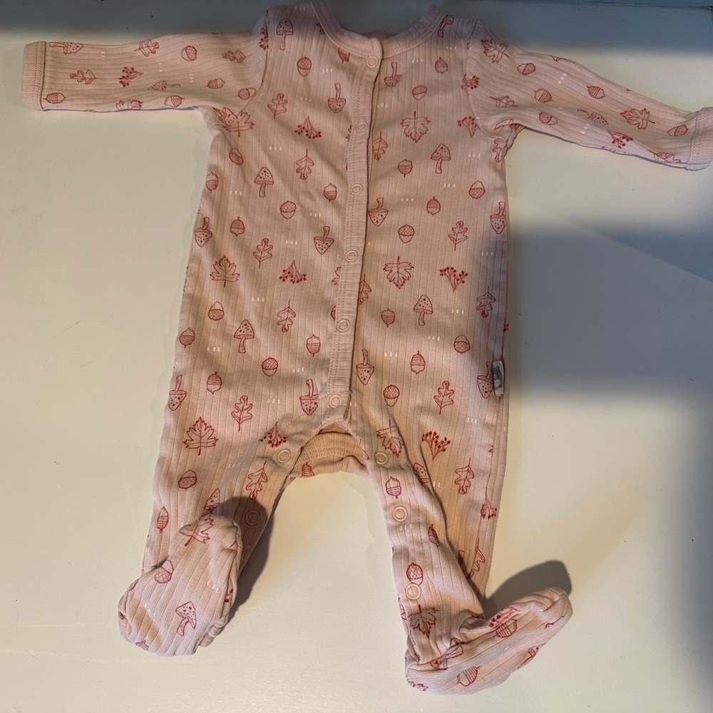 BOGO ALL BABY Rabbit & Bear Cotton Ribbed Onesie - Fall Print - Leaves & Acorns